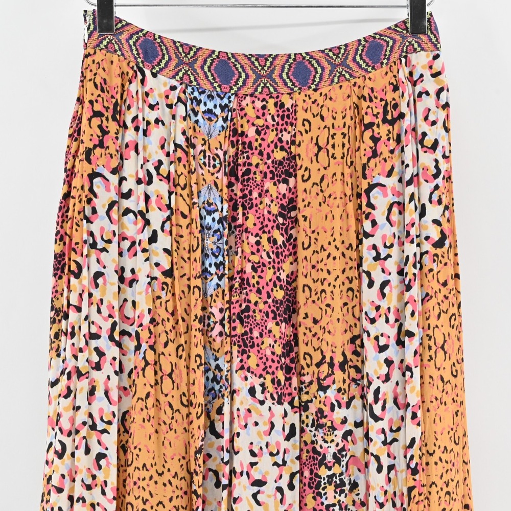 Anthropologie Bhanuni by Jyoti Panthera Maxi Skirt Womens Size 0 Leopard Cotton - Picture 8 of 12